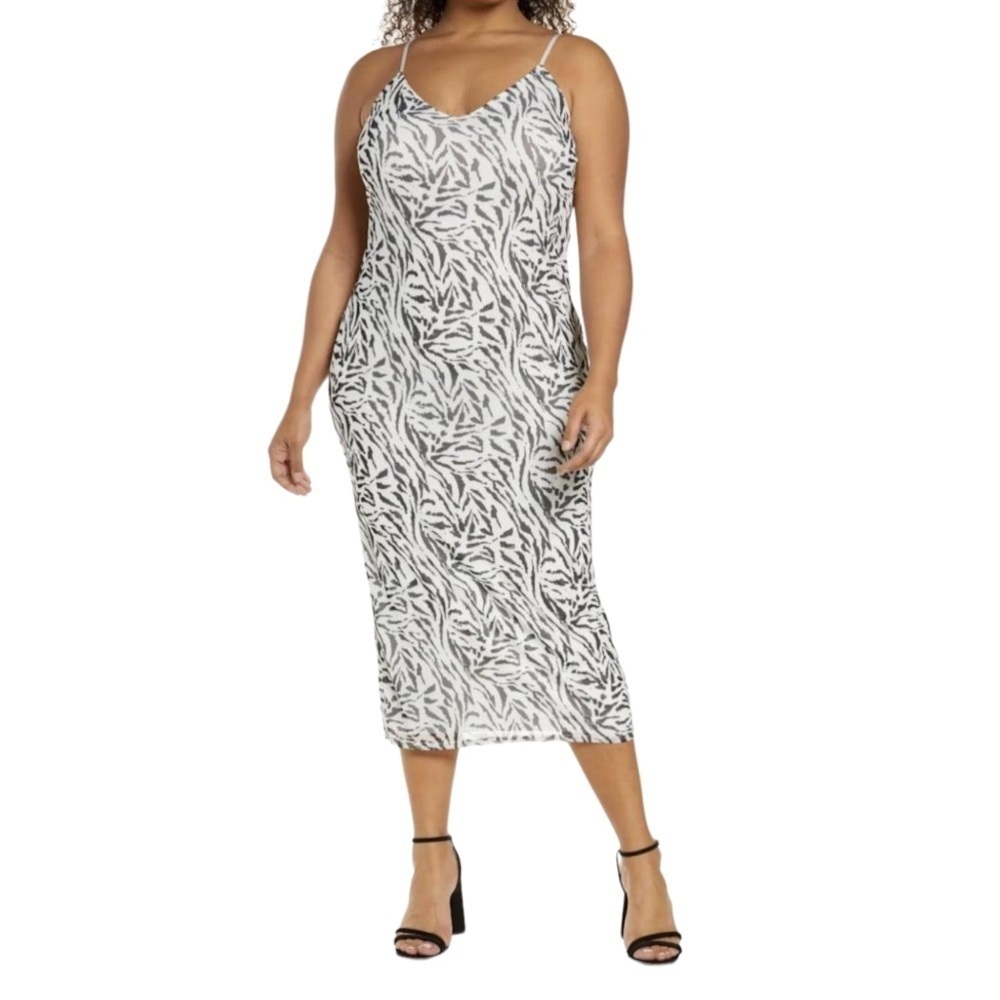 AFRM Amina Midi Dress Zebra Print 2X